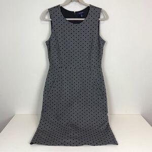 Lands’ End Grey Black Swiss Dot Sleeveless Dress 8